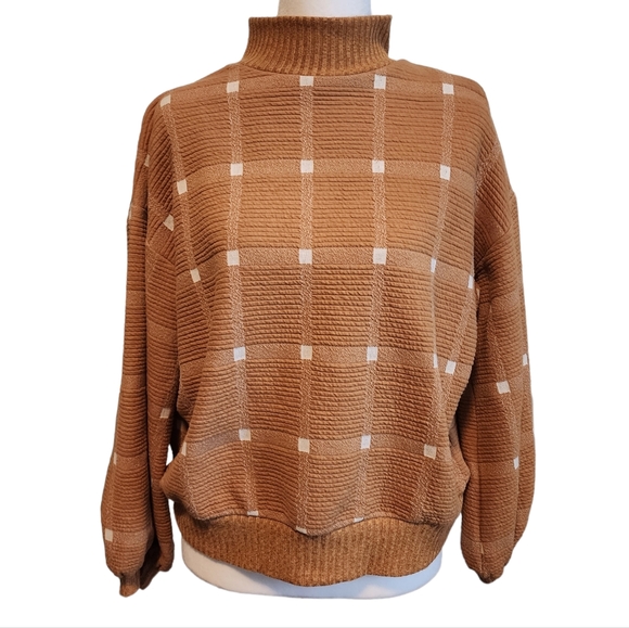 Anthropologie Sweaters - Anthropologie | Pooridge Windowpane Mock Turtleneck Sweater